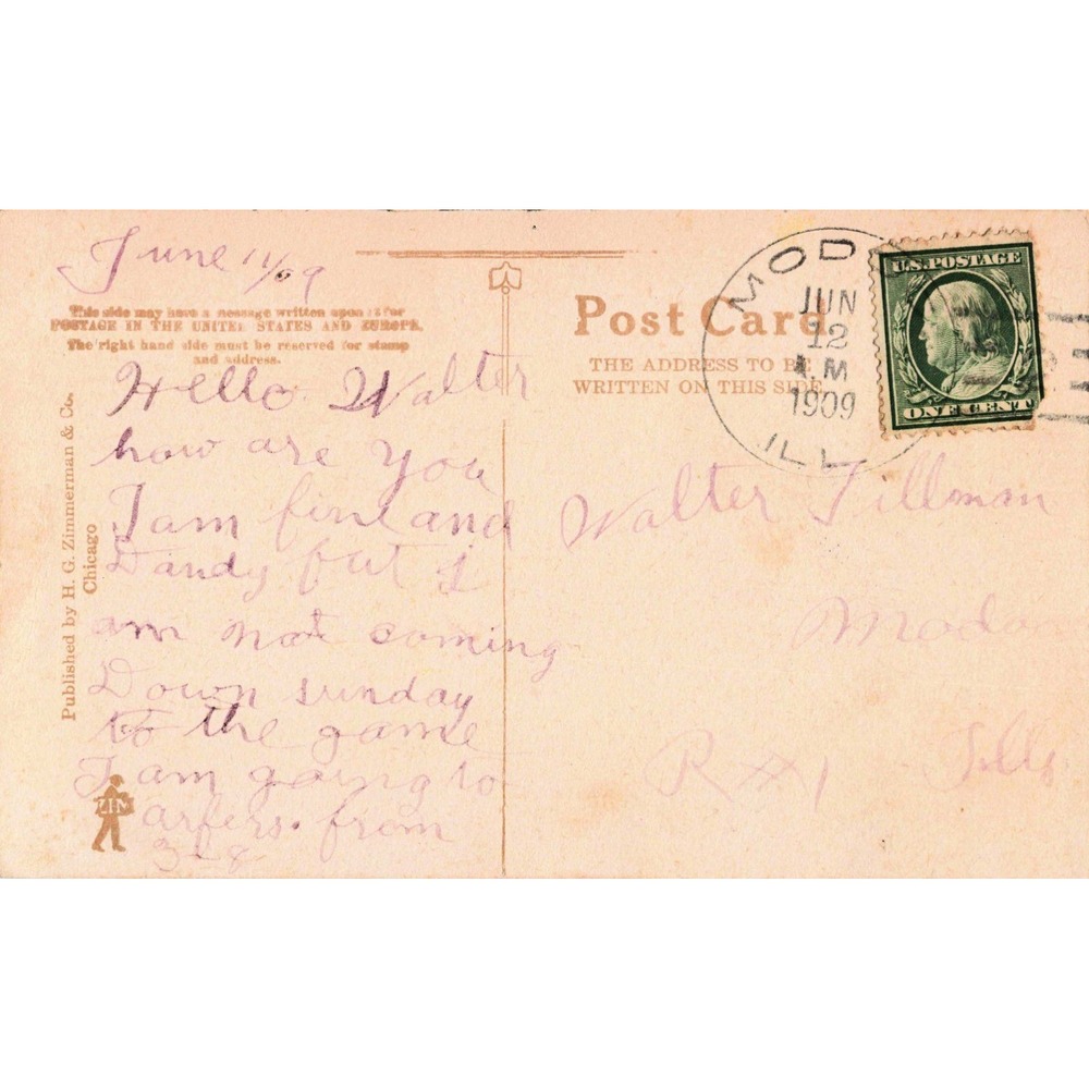 Vintage 1909 R.A. Davenport Broncho Busting Postcard H.G. Zimmerman Chicago - Picture 2 of 2